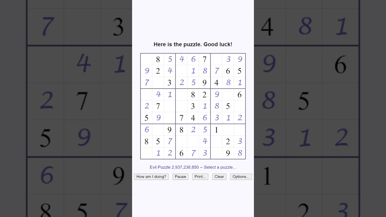 Sudoku Evil - websudoku.com - 27th April 2025