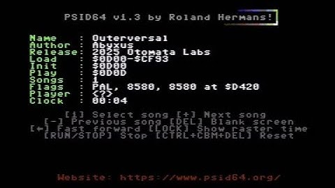 C64 Music: Outerversal [2sid] by Otomata Labs  ! 4 September 2025!