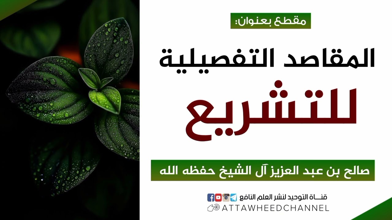 المقاصد التفصيلية للتشريع _ صالح بن عبد العزيز آل الشيخ حفظه الله