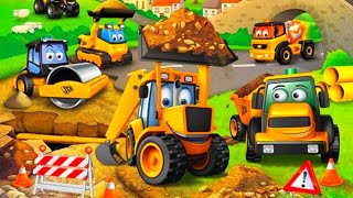 Excavator \& Wheel Loader Trailer Trucks for Kids | Underpass Road Adventure