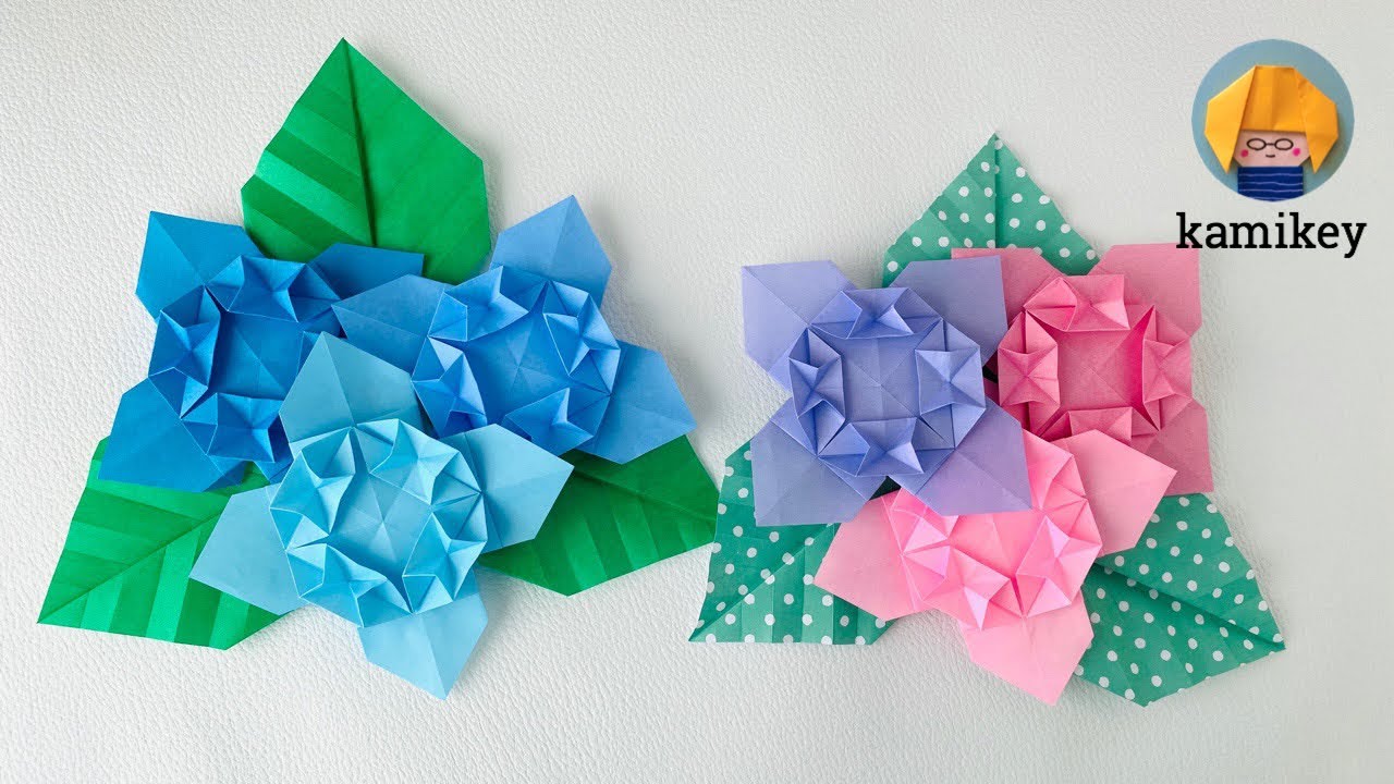 折り紙 あじさいリース Origami Hydrangea Wreath カミキィ Kamikey Youtube