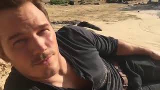 Chris Pratt and Bryce Dallas Howard on the Beach on set - Best Celebrity s