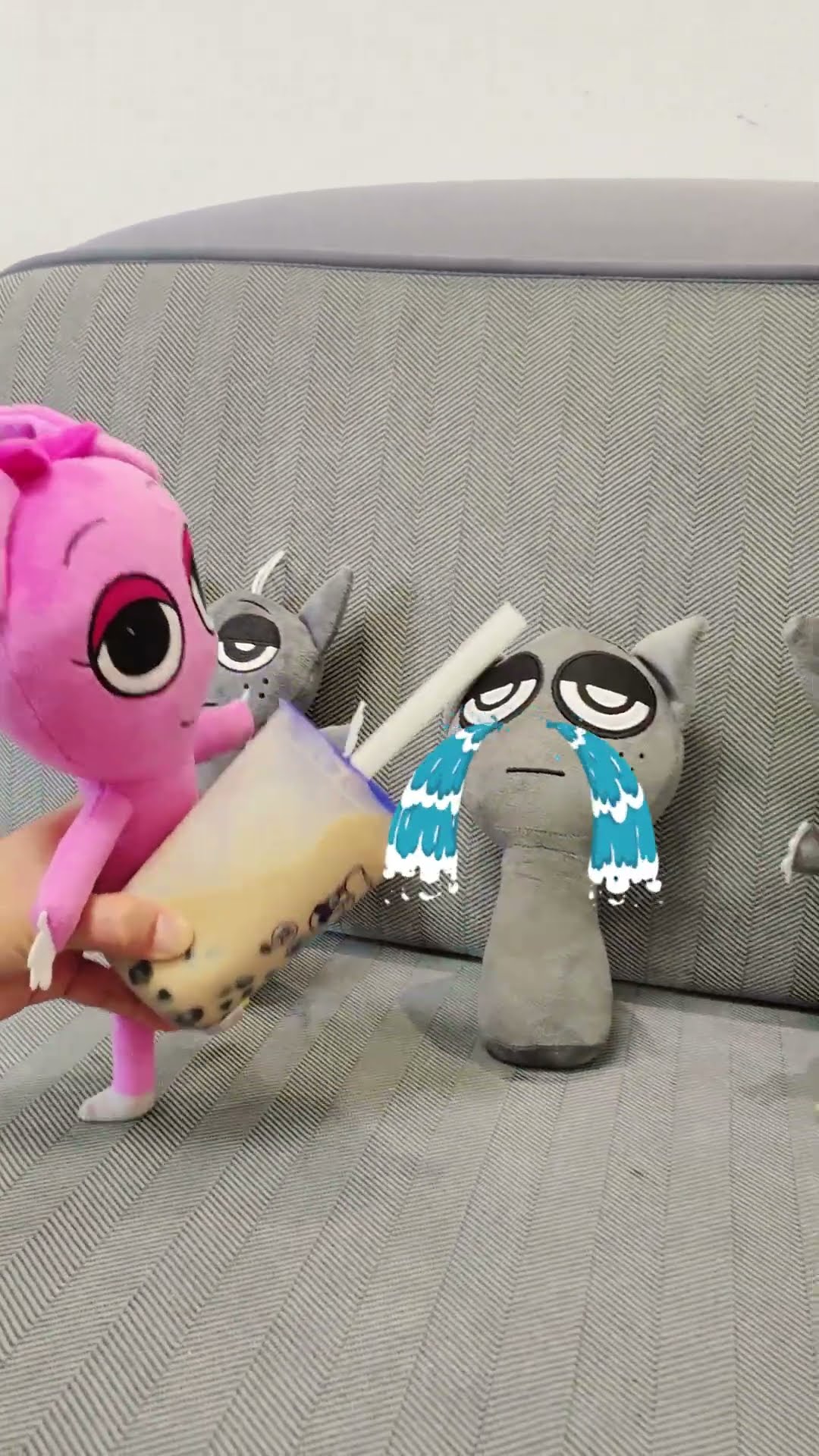 Feeding Gray with boba tea