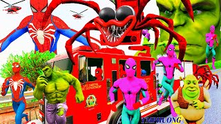 Siêu Nhân Người Nhện Chạy Xe Ô Tô Cứu Hỏa Đại Chiến Choo Choo, GTA V Spiderman Epic Cars | tmphuong