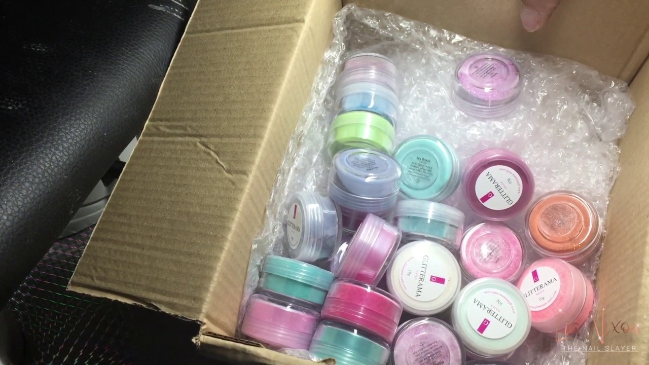 💥💅🏼GLITTERAMA ACRYLIC HAUL  & SWATCHING 💅🏼💥| LATEST ORDER | COLOUR SWATCHING