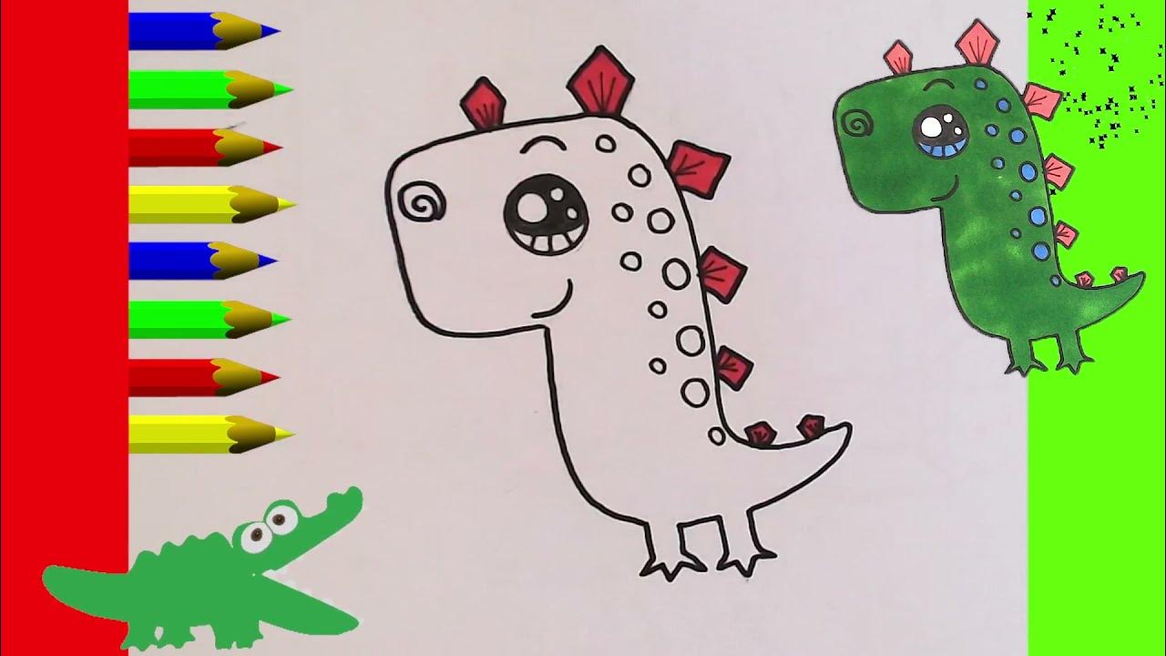 Como desenhar DINOSSAURO Kawaii fofo ❤ Desenhos Kawaii Desenhos