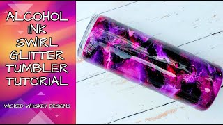 Alcohol Ink Swirl Glitter Tumbler Tutorial - Easy alcohol ink tumbler using glitter, ink and a torch