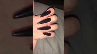 Extra Long Stiletto Nails Black Color
