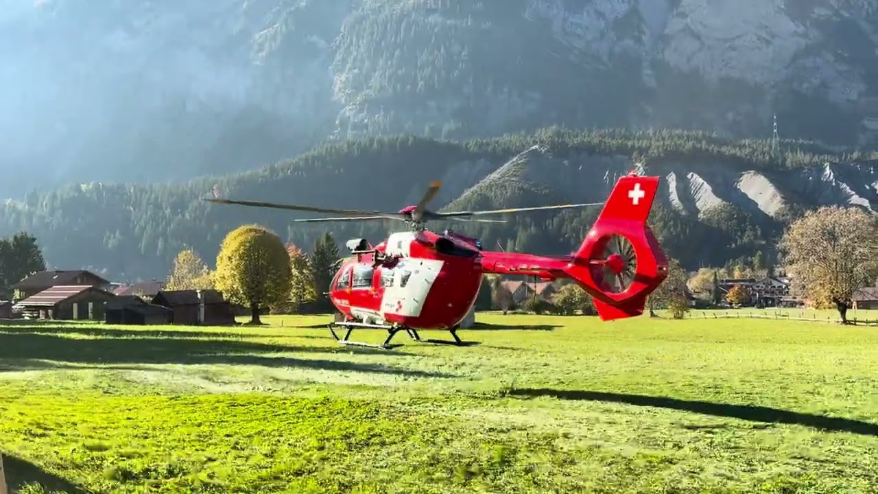 Airbus H145 Helicopter Take-Off (Rega HB-TIE)