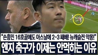 [토트넘 2:3 아스날] "손흥민 리그 16호골에도 패배! 뉴캐슬전 악몽!" 엔지 포스테코글루의 축구가 이제는 안먹히는 이유! 북런던 더비 리뷰! 해외반응!