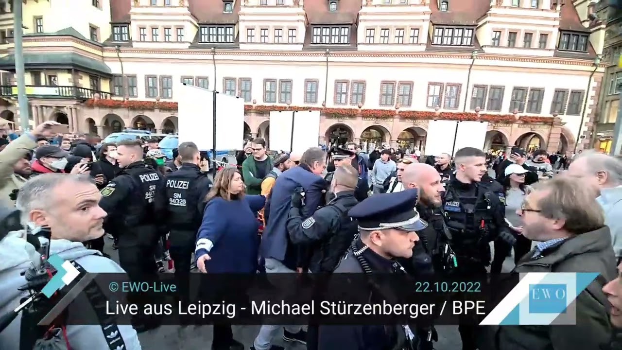 Leipziger Polizei versucht islamkritische Versammlung vorzeitig zu beenden. BPE - Kundgebung Leipzig