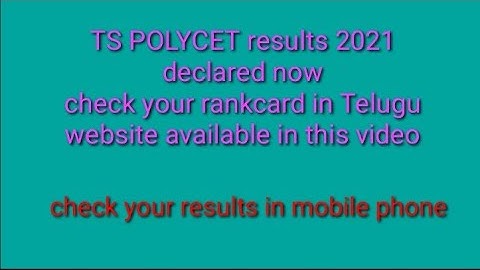 Ts polycet results in Telugu/ts polycet results 2021/Ts polycet results 12pm in Telugu/