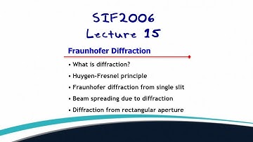 SIF2006 Lecture 15  Fraunhofer Diffraction 1