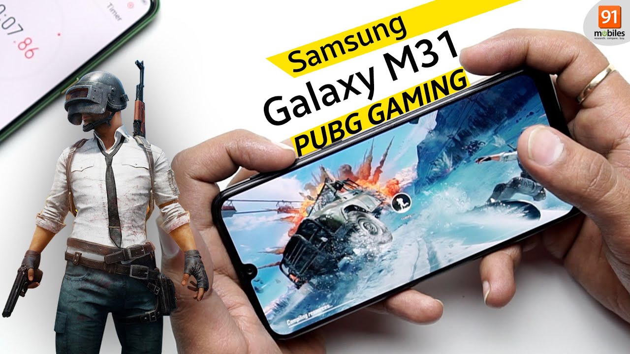 samsung galaxy m31 pubg gaming test battery drain test heating test antutu score youtube