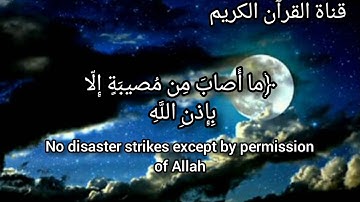 القرآن الكريم سورة التغابن اية {مَآ أَصَابَ مِن مُّصِيبَةٍ إِلَّا بِإِذْنِ ٱللَّهِ}
