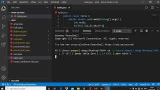 How to print multipication table in java language using for loop
