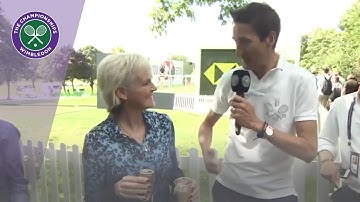 Judy Murray serves coffee in The Queue at Wimbledon 2019