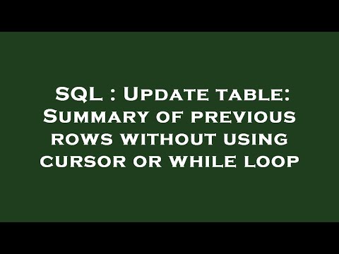 SQL : Update table: Summary of previous rows without using cursor or while loop