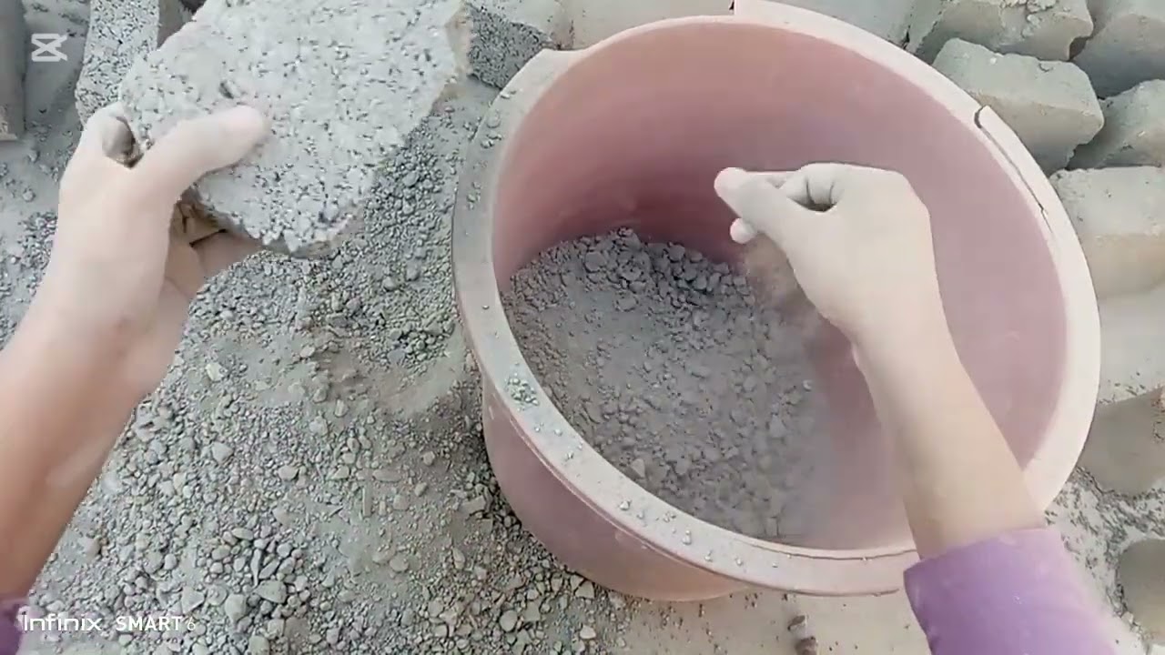 Garity sand cement dry bucket crumbling vedio ❤️ full disty texture 
