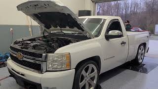 2008 Silverado 5.3, TSP 3 High Lift truck cam, headers to a Y-pipe and Flowmaster, 93 octane,  cai