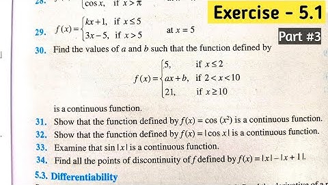 Class 12th Math Exercise 5.1 NCERT solutions || Chapter 5 CONTINUITY AND DIFFERENTIABILITY