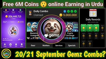 Gemz Combo | 20/21 September 24 Cipher Code | Daily Reward | Badhyaa Crypto | Today Combo In Urdu |
