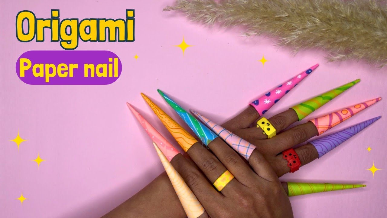 Origami paper artificial nails| how to make - YouTube