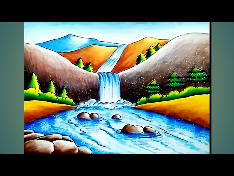 How to draw Circle Scenery Drawing |Easy to draw Village Scenery |Natural  Scenery drawing. - YouTube