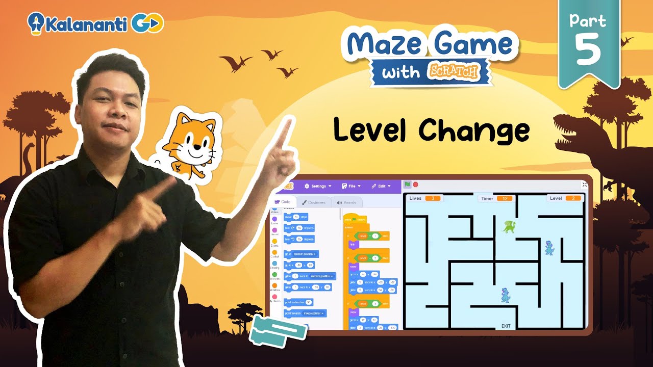 Part 5 Level Change Scratch Maze Game with Kak Owen - YouTube