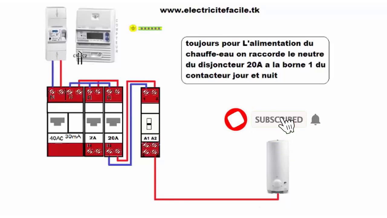 branchement d'un contacteur journuit ou heures creuses