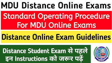 Mdu Distance Online Exam Guideline | Mdu Standard Operating Procedure For Online Descriptive Exams