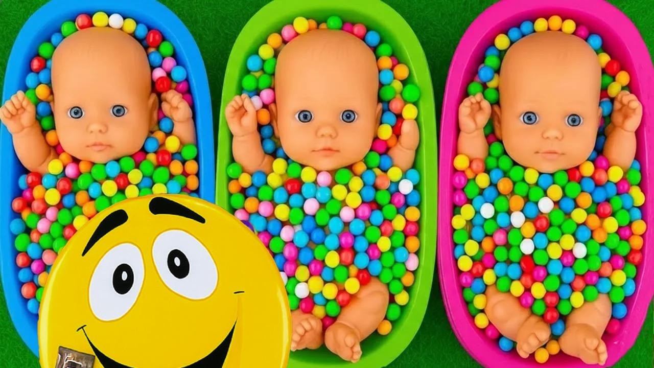 12 Minutes Satisfying with Full of 3 Rainbow BathTubs Candy with M&M's & Magic Slime Cutting Video