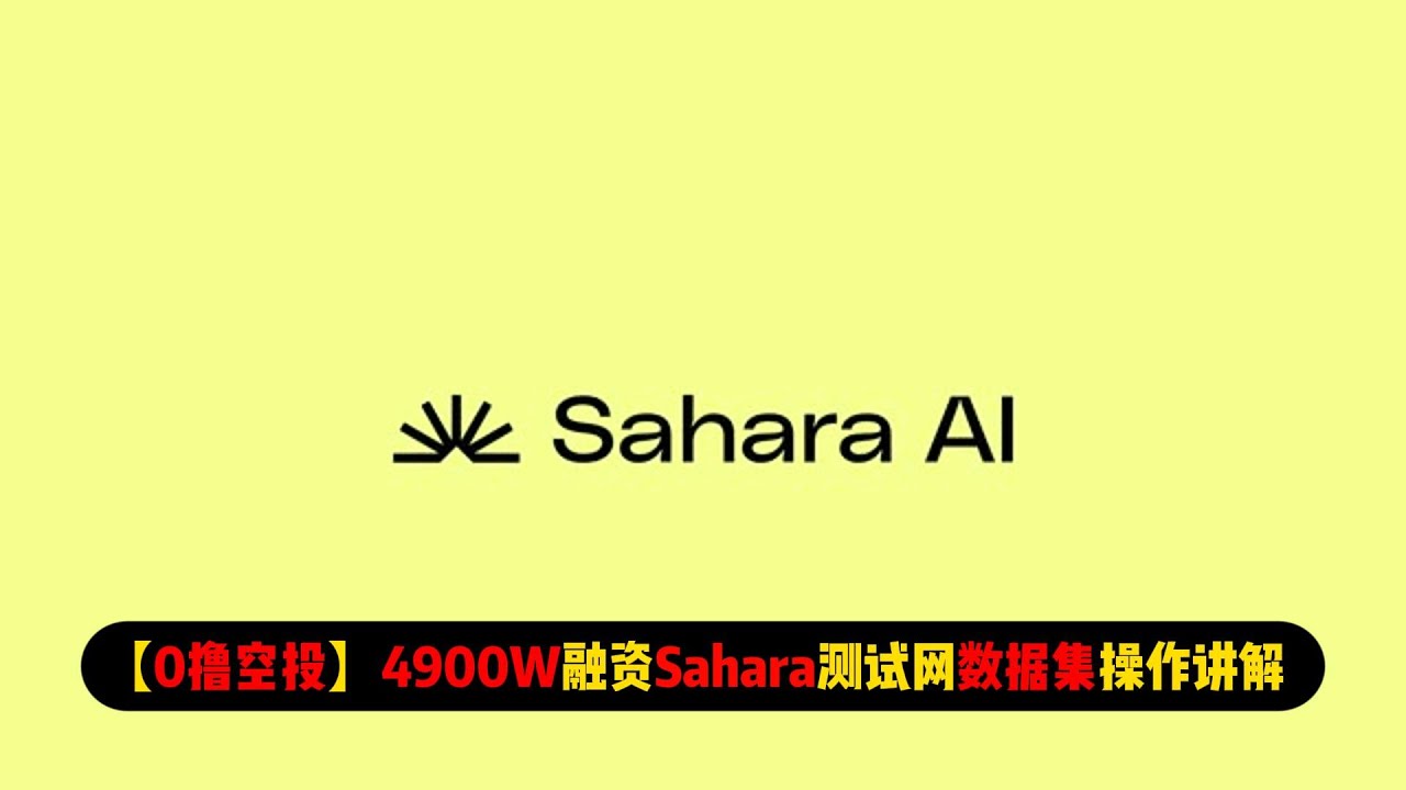 0撸空投】4900W融资Sahara测试网数据集讲解| 数据集制作- YouTube