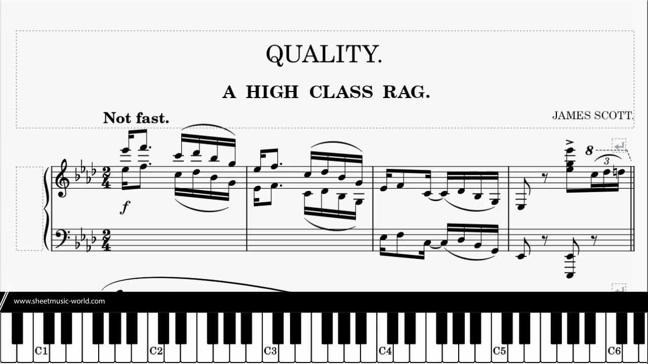 Quality Rag (1911) - James Scott - Piano (Ragtimes Sheets - Ragtime Tutorial Piano score)