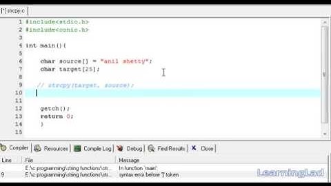 46   strcpy String Copy Function in C Programming Language Video Tutorial