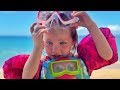 Family BEACH routine - Adley and Dad build a Princess Sand Castle in Hawaii