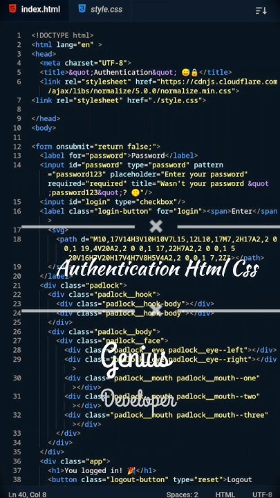 👏Authentication Page in html css #shorts #youtubeshorts #coding #html # ...