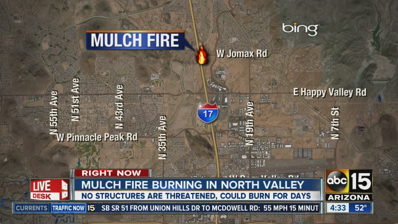 Mulch fire burning in North Phoenix YouTube