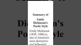 Emily Dickinson's Poetic Style Summary