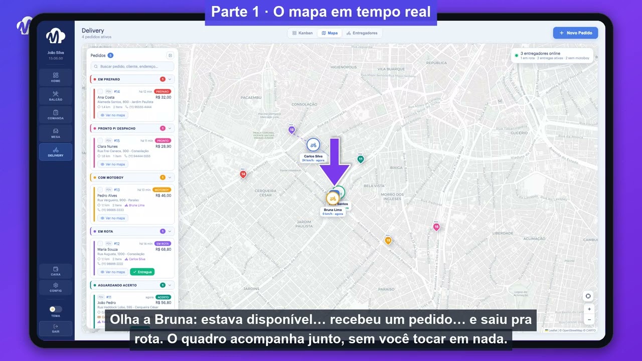 Veja a entrega com rastreio funcionando