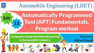 L 13 Automatically Programmed Tool (APT) I Computer Integrated Manufacturing in A.I. I Automobile