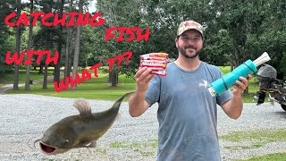 Catching Catfish On Pool Noodles (surprise catch)