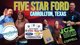 Five Star Ford and Chevrolet in Carrollton Texas, Grace Bridge & JC's Burgers in Coppell give back