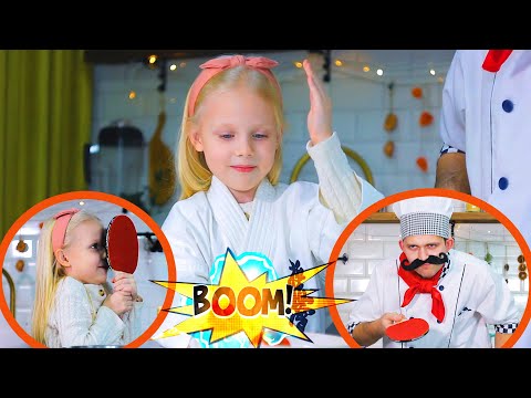 НЕУКЛЮЖИЙ ПОВАР! Ох, уж эти дети! Вероника с поваром из волшебной книги готовят пиццу!