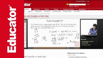 Pre Algebra: Solving Equations with Variables on Both Sides
