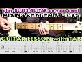 Blues guitar mixing rhythm  licks lesson tab  12 bar shuffle blues in a