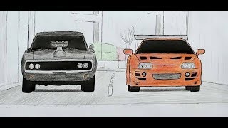 🚗🚗 Как нарисовать Машины из ФОРСАЖА (Ehedov Elnur)How to draw the Fast and Furious cars