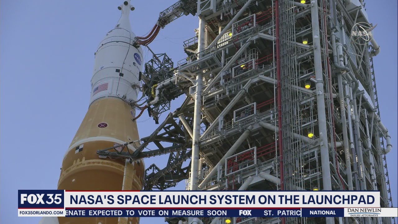 NASA's space launch system on the launchpad