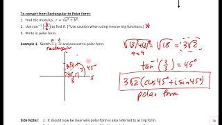 14.2 Rectangular & Polar Form (a.k.a. Trig Form) of Complex Numbers