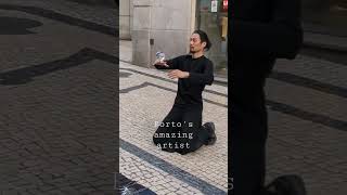 Tatsuya the contact ball performer in Porto, Portugal